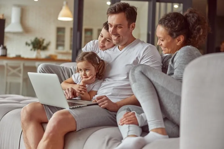 Family using Bark parental monitoring at home on their SumoFiber internet