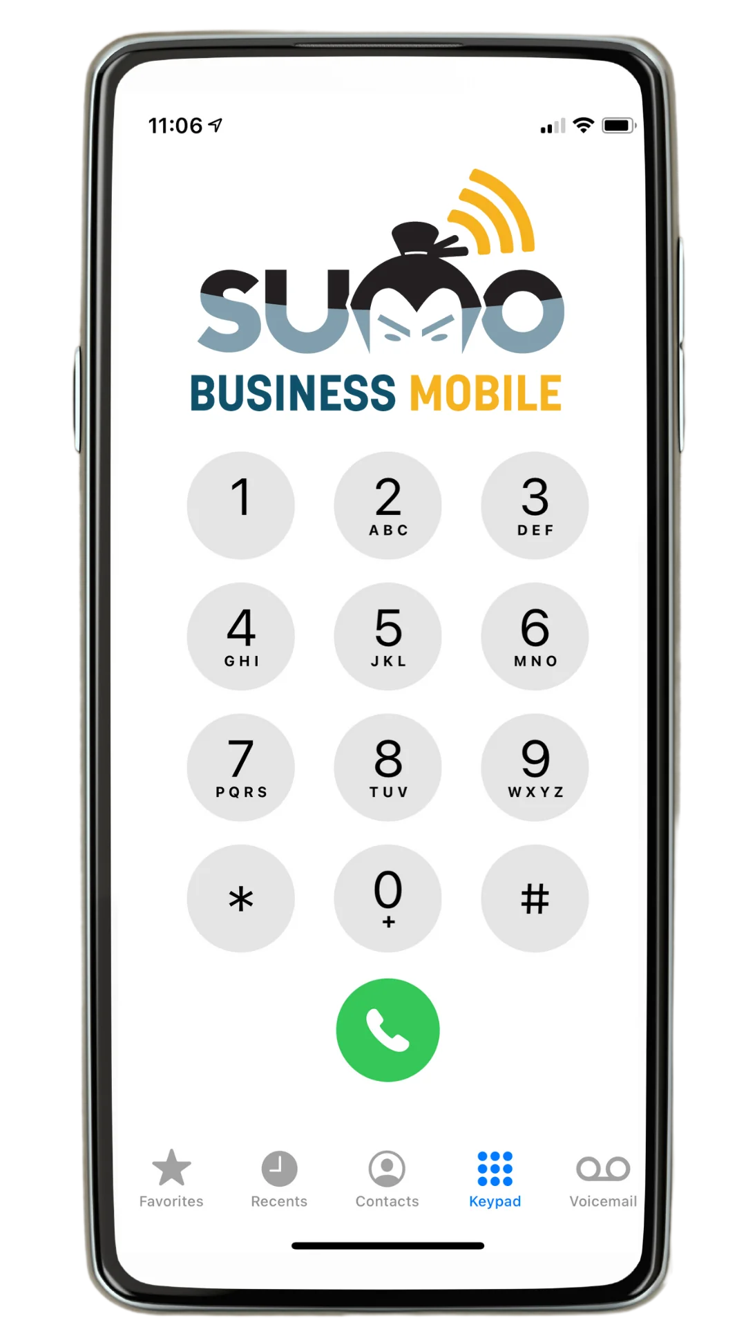 SumoFiber Voice App keypad on a smartphone